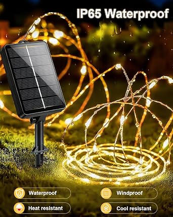 Bowfar 2 Pack Solar Fairy Lights Outdoor, 12M 120LED Garden String Lights