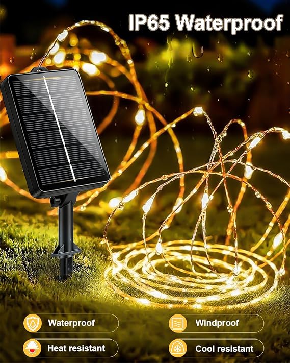 Bowfar 2 Pack Solar Fairy Lights Outdoor, 12M 120LED Garden String Lights