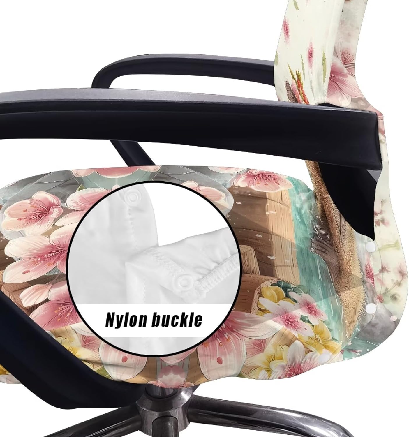 Office Chair Cover Groundhog Cherry Blossom Desk Chair Seat Cover Soft Fits for Most Rotating Chair Executive Boss Chair Slipcovers for Teacher