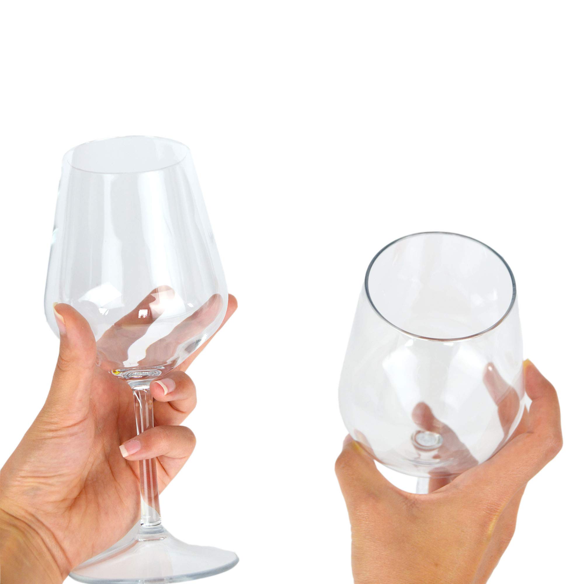 6 copas lavables de 400 cc para tritán de 21,5 cm de alto, para vino y champán, vasos de plástico de flúor