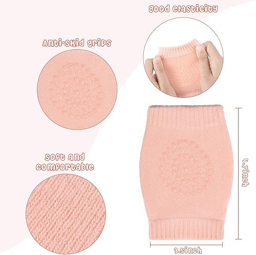 Miniatura 2 de SATINIOR 8 pares de rodilleras antideslizantes unisex para bebés, protectores de rodilla para aprender a gatear, calcetines calentadores de piernas