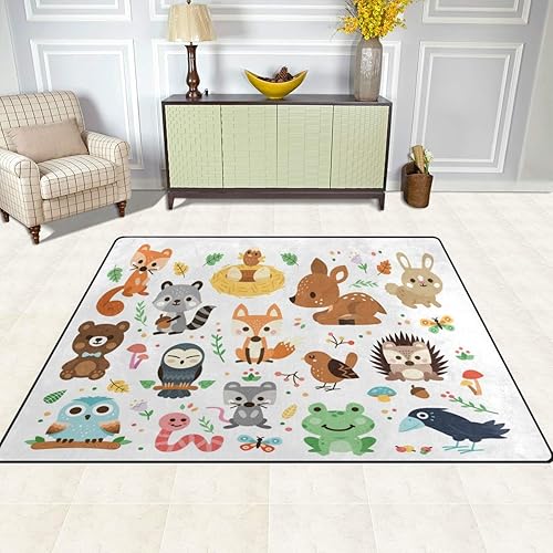 Miniatura 3 de Vantaso Alfombras de espuma suave para cuarto de bebé, divertidos animales del bosque, antideslizantes, para niños, niñas, sala de juegos, sala de