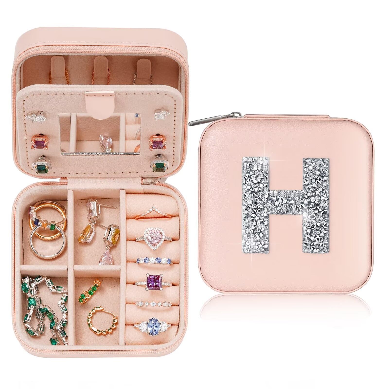 Tingn Girls H Travel Jewellery Case, Travel Jewellery Organiser, Stackers Travel Jewellery Box, Birthday Gifts For Gifts For Teenage Personalised Jewellery Box