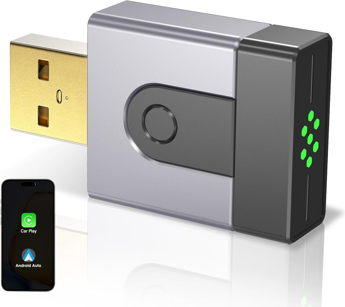 2-in-1 Wireless CarPlay Adapter, Compatible with Apple CarPlay &amp; Android Auto, Upgrade Wired to Wireless in Seconds, Multi-User Switching, Plug &amp; Play, Fast Auto-Connect, Lag-Free, Mini Sleek Design