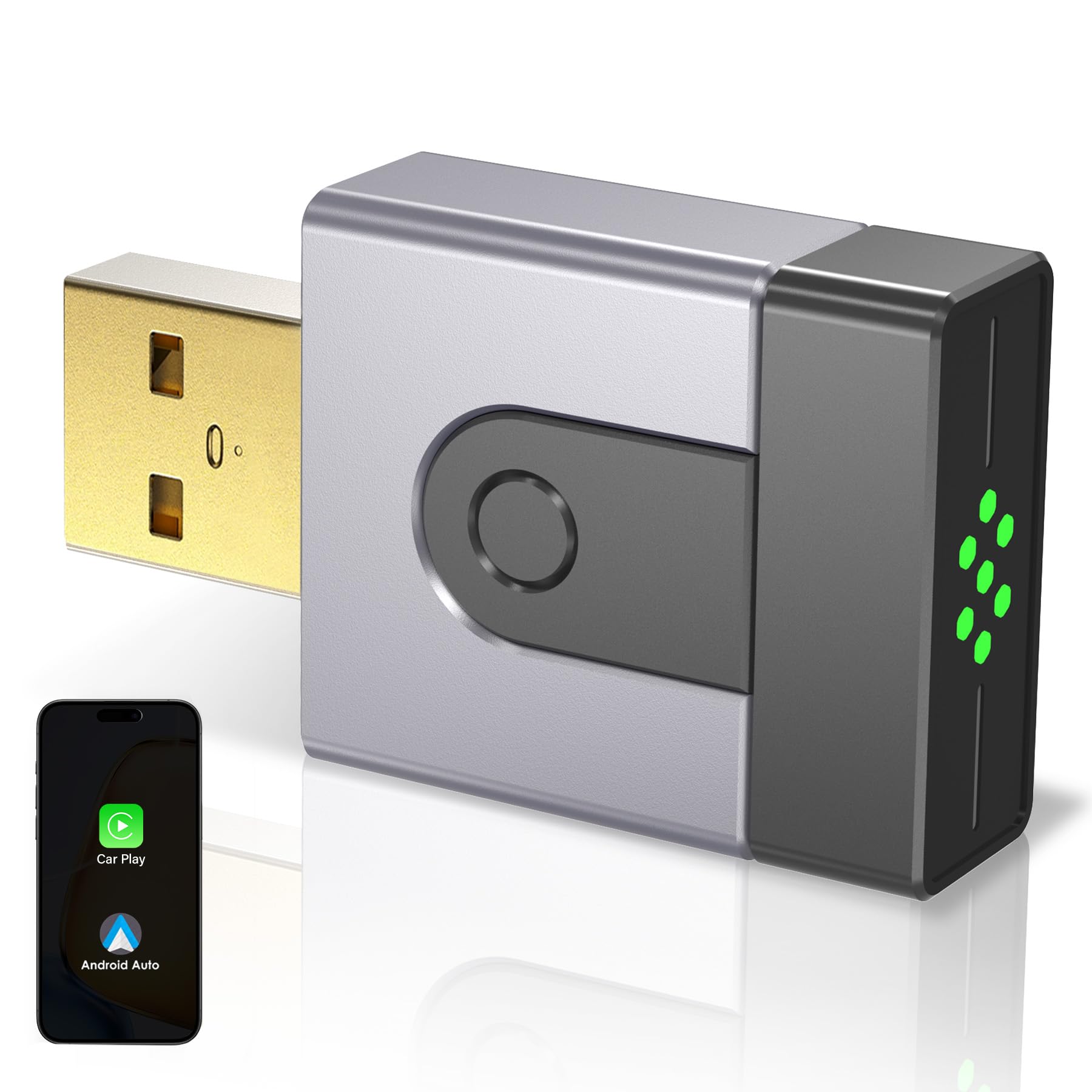 ZOUHOE 2 en 1 Mini Adaptador CarPlay y Android Auto inalámbrico, Convierte tu Sistema cableado en inalámbrico. Conexión automática rápida, Plug & Play, iOS 10+, Android 10+, Coches 2016+.(1 Piezas) - 1