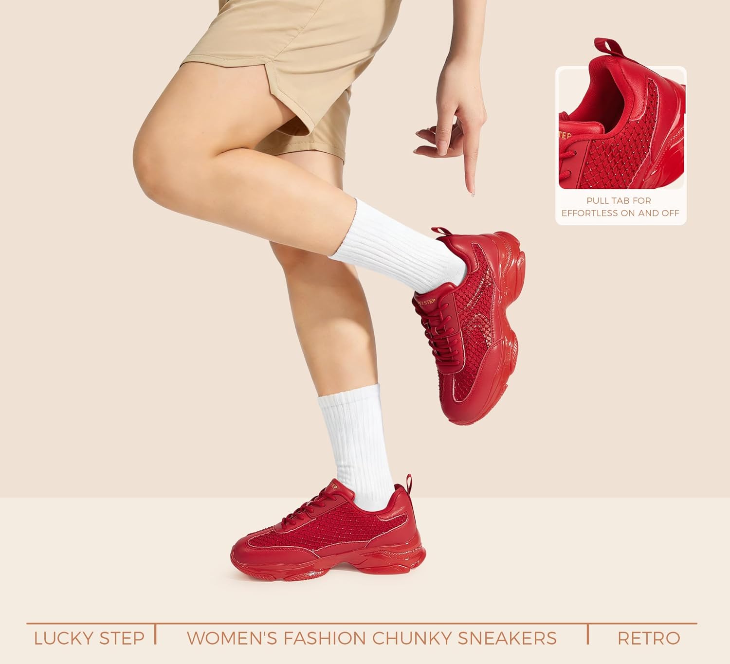 LUCKY STEP Women's Fashion Rhinestone Platform Sneakers Bling Tennis Casual Breathable Walking Shoes Trendy Bedazzled Wedding Bridal Party Footwear - Image 7