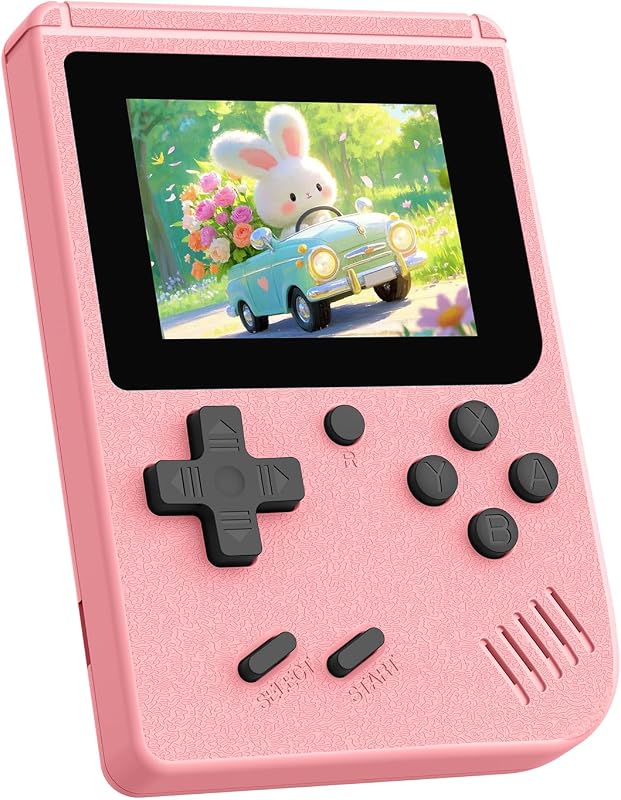 Retro Gaming Console, Built-in 400 Classic Retro Game Console, 3.0 Inch IPS Screen Retro Handheld Game Console, 1020mAh Rechargeable Battery, Portable Arcade Video Gaming Console (Pink)