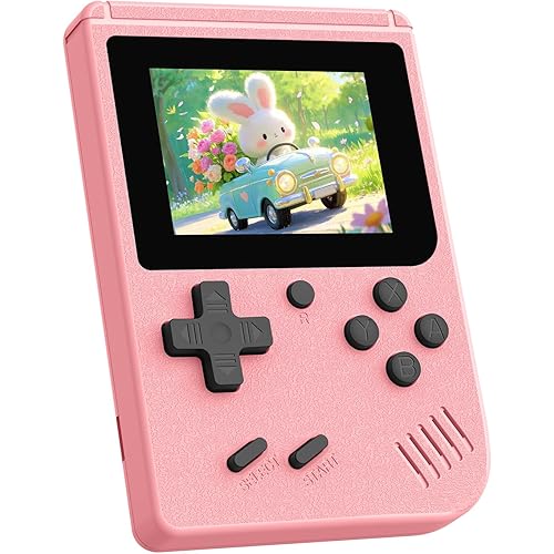 Retro Gaming Console, Built-in 400 Classic Retro Game Console, 3.0 Inch IPS Screen Retro Handheld Game Console, 1020mAh Rechargeable Battery, Portable Arcade Video Gaming Console (Pink)