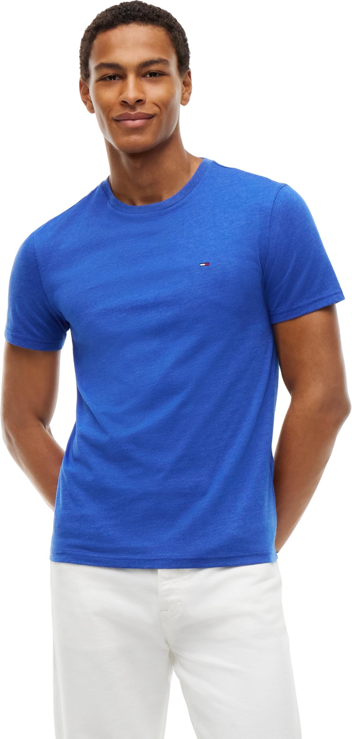 Tommy Jeans Herren-T-Shirt, kurzärmelig, Rundhalsausschnitt, Blau (Deep Marine Htr), M