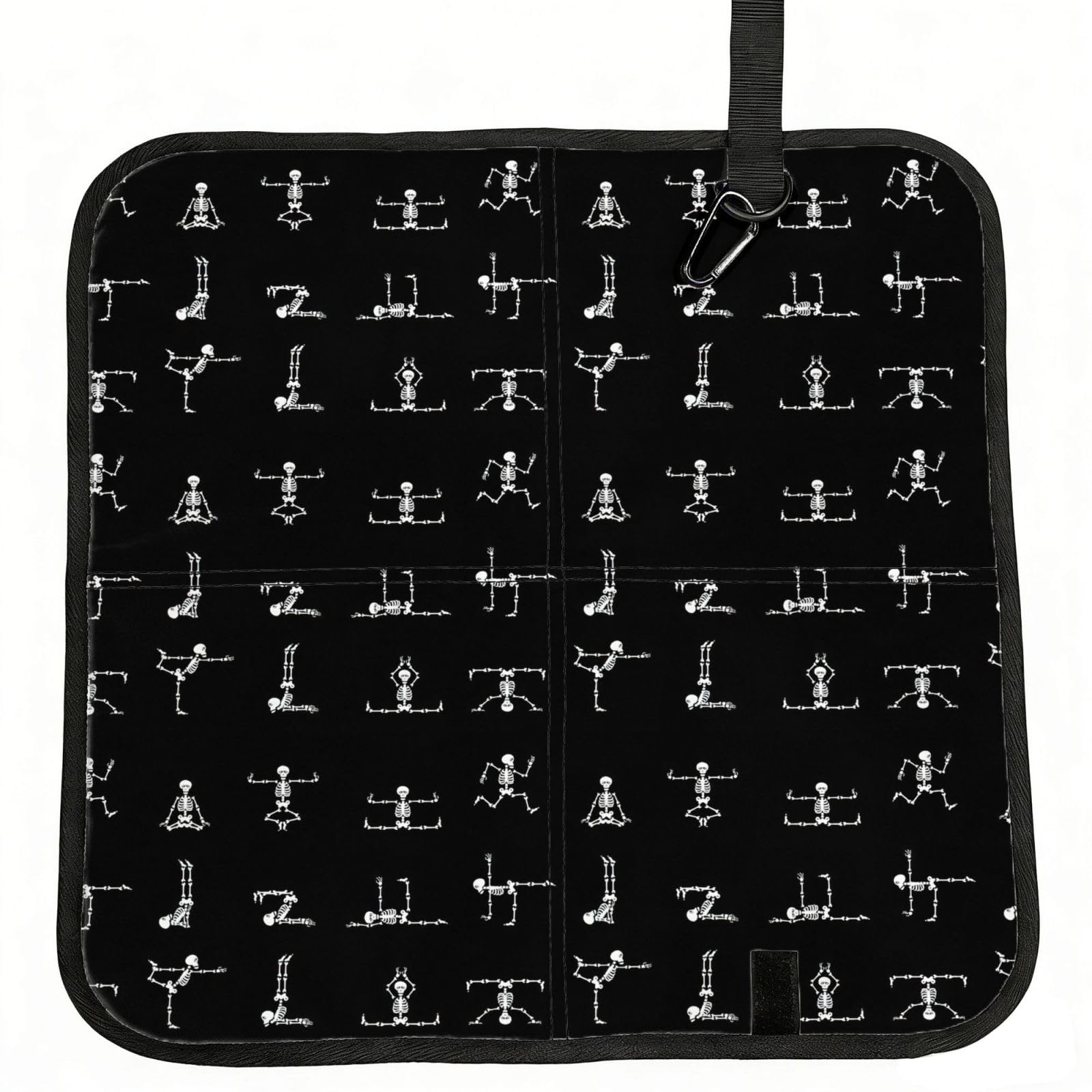 VCzsdff Skull Yoga Print Portable Seat Cushion Folding Bleacher Pad Compact Picnic Sitting Mat Polyester 40cm