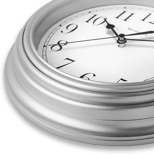 Miniatura 8 de Westclox Reloj de pared redondo con movimiento de cuarzo, diseño analógico contemporáneo, funciona con pilas para uso en interiores (borgoña, 9