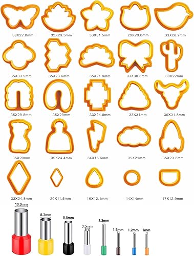 Miniatura 2 de CKANDAY Paquete de 25 cortadores de arcilla polimérica para hacer aretes con 8 herramientas de perforación 33 kits de escultura y hendidura redonda