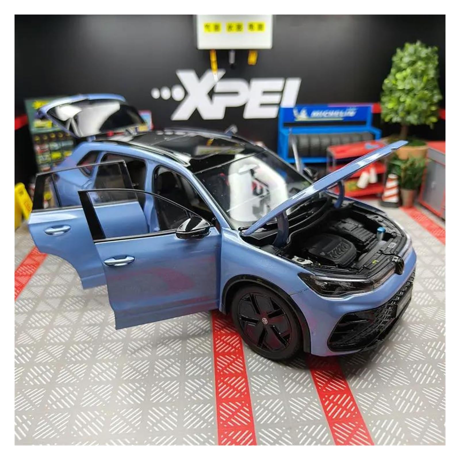 Per Volkswagen Tiguan L PRO SUV 1:18 Micro Lega Die Cast Modello Di Auto In Metallo Simulazione Collezione Decorazione(Blue)