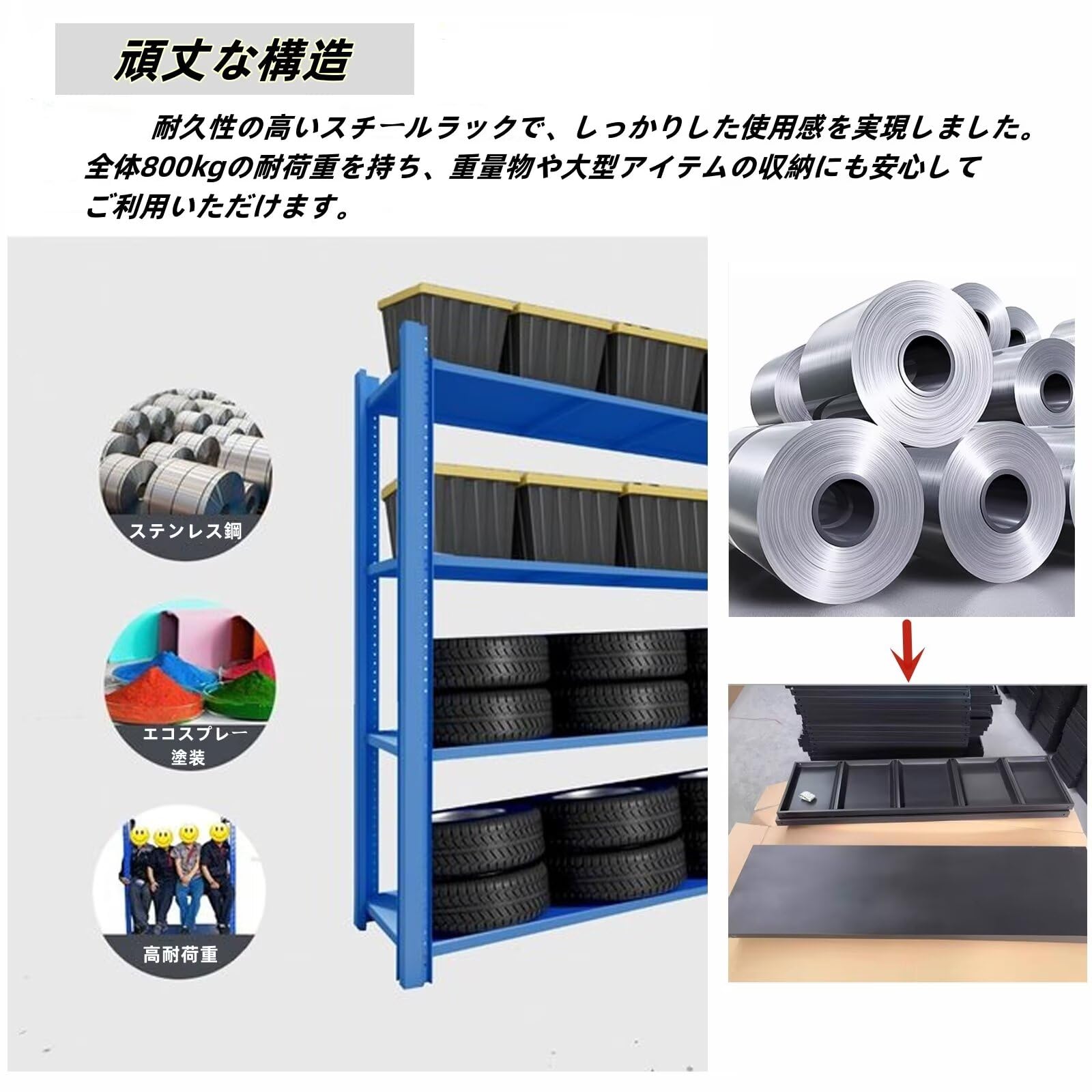 Amazon｜EazyRack スチールラック 4段 メタルシェルフ 業務用 倉庫 棚