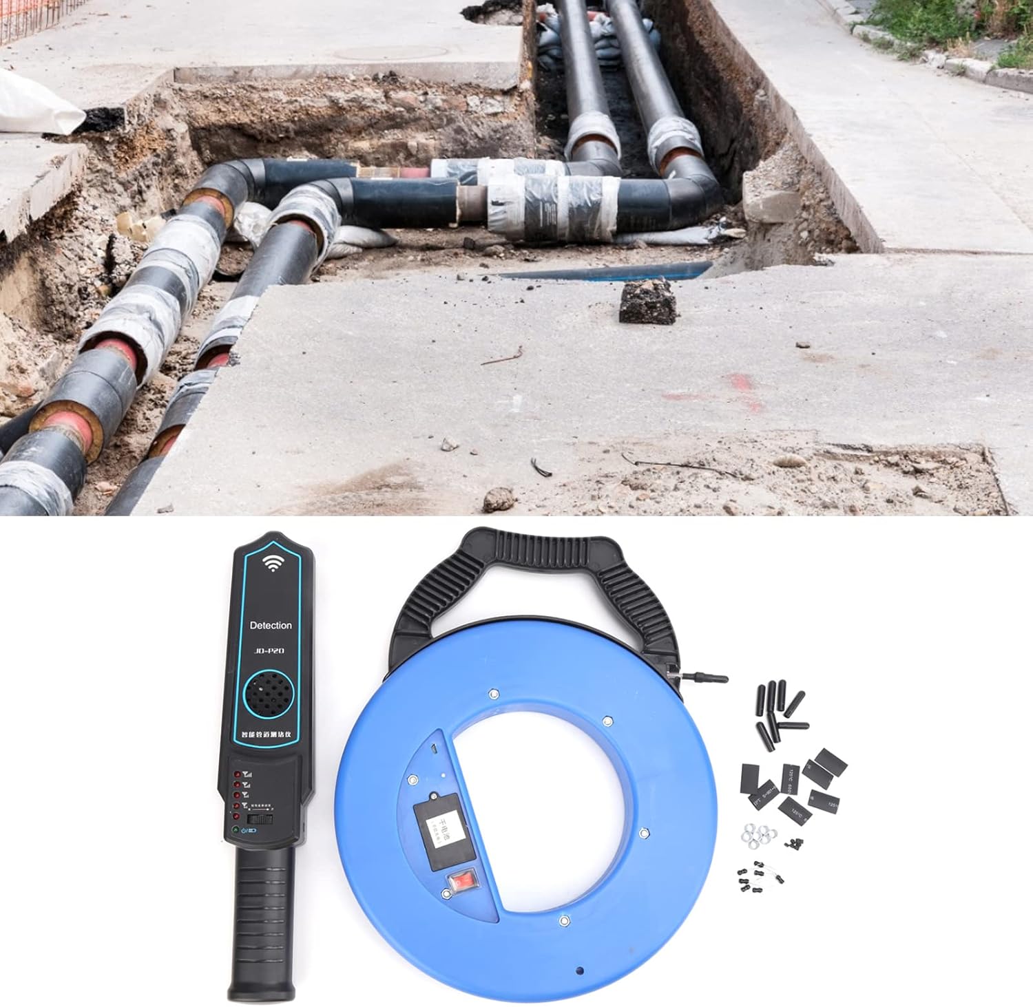Pipeline Portable Line Blockage Detector, Accurate Clogging Tester for Home Pipe, Efficiently Locates Blockage Position (20m / 65.6ft)