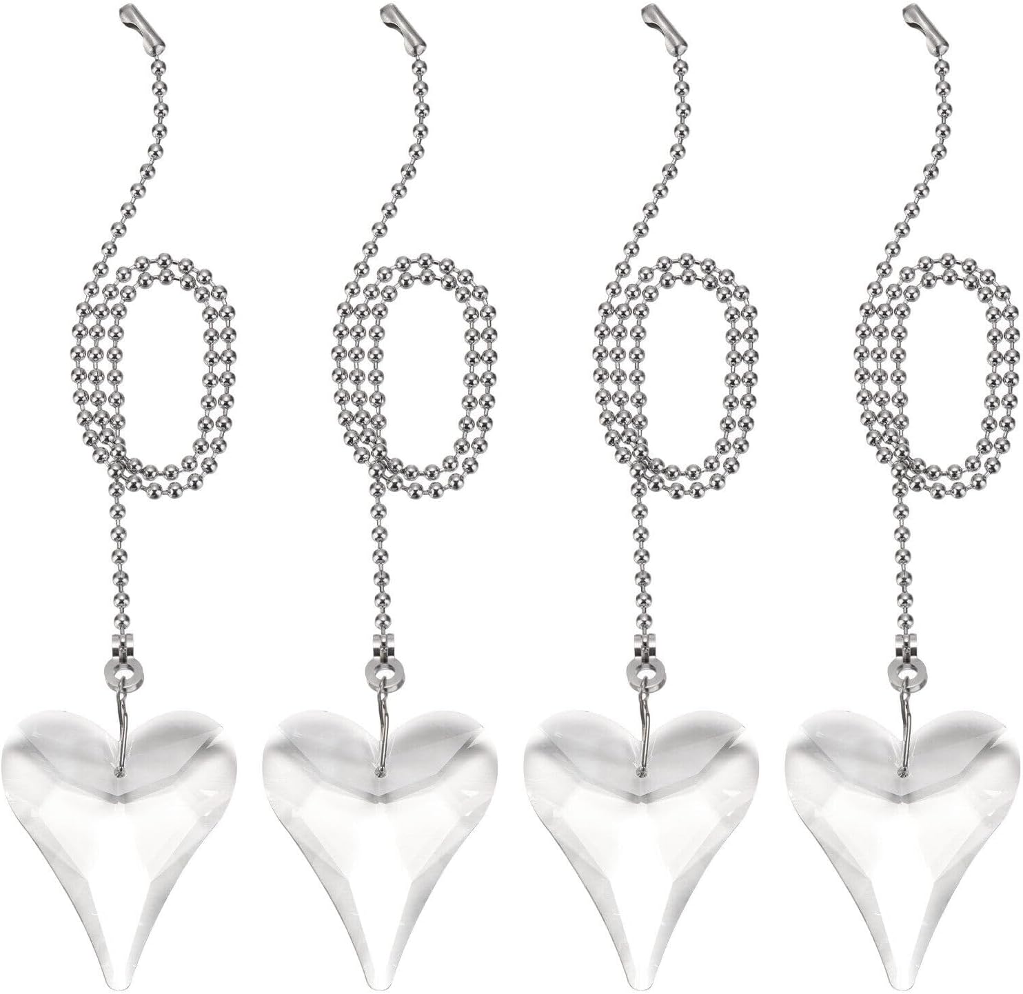 Home and Garden Parts 4 Pcs 13 Inch Crystal Ceiling Fan Pull Chains Clear (New Heart Shape) #CN/251024/06484