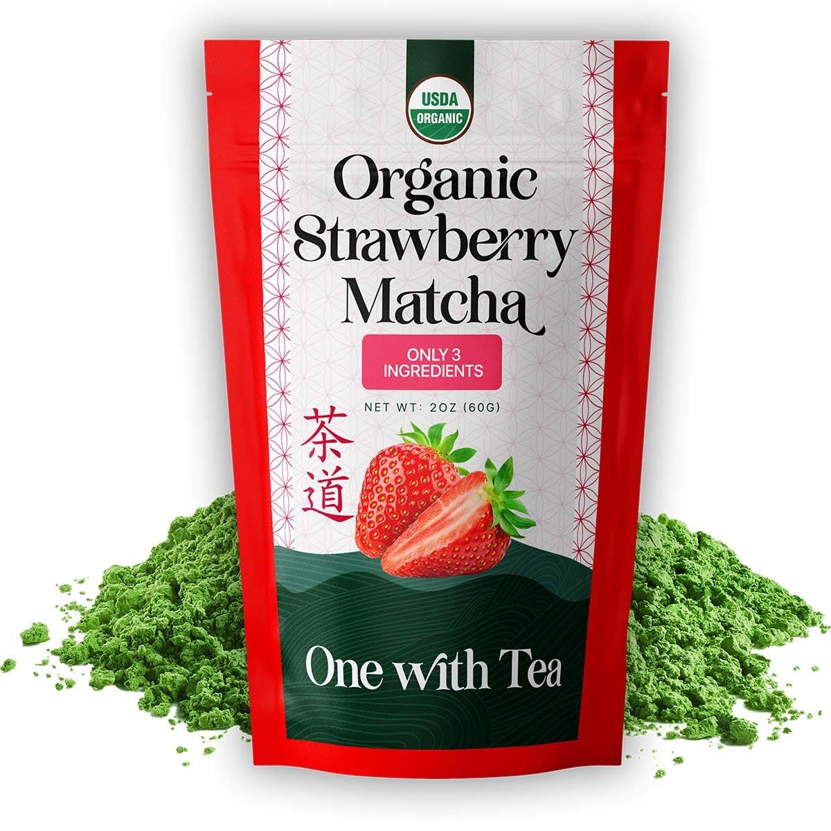 Organic Strawberry Matcha Latte Powder Ceremonial Grade Matcha Tea Matcha with Strawberry Powder Matcha Powder Latte Grade USDA