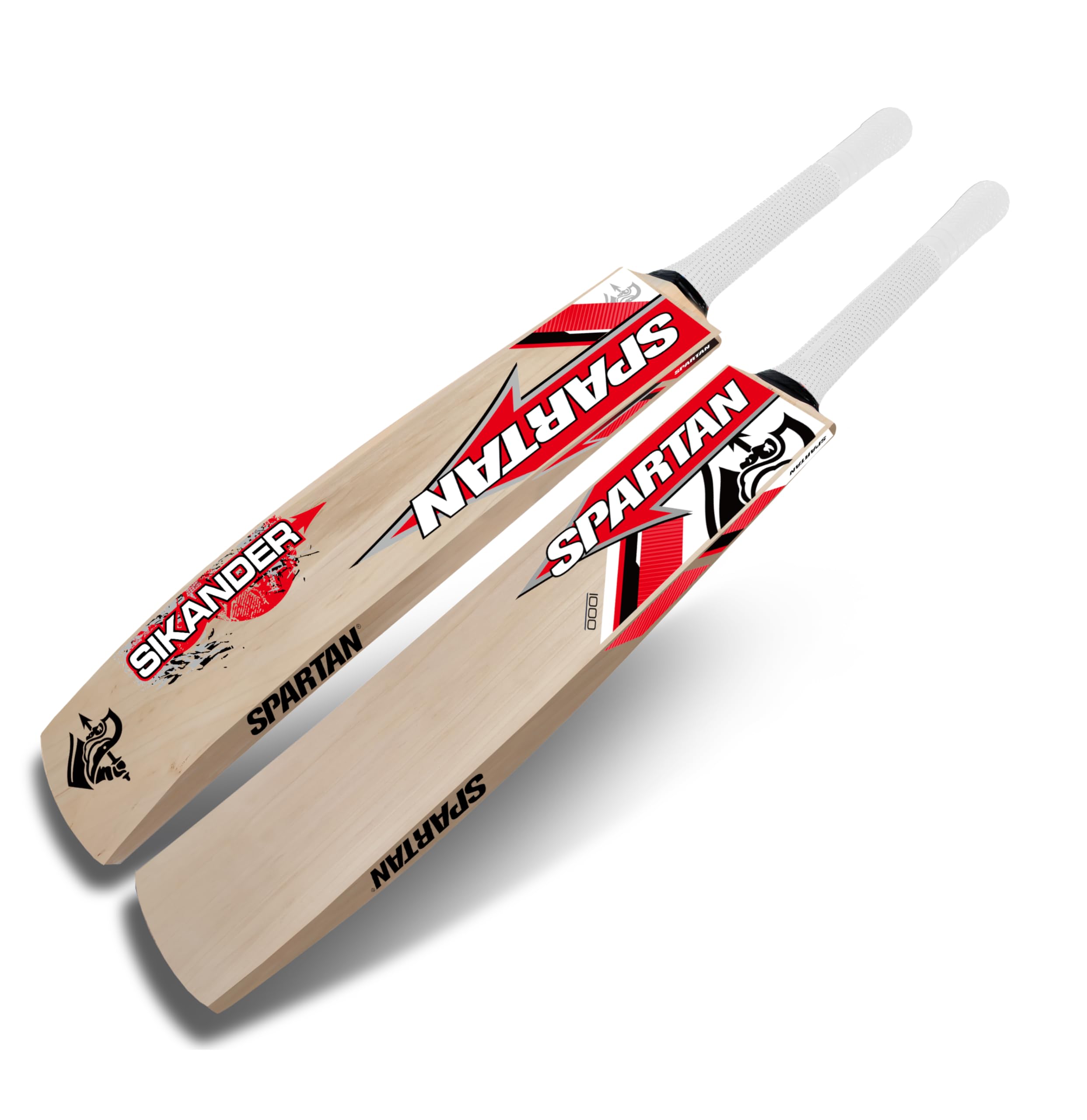 SPARTAN Sikander 1000 Kashmir Willow Cricket Bat (Short Handle) | Air-Dried Willow | All-Round Playing Style | Ideal for Leather Ball | High Performance and Durability