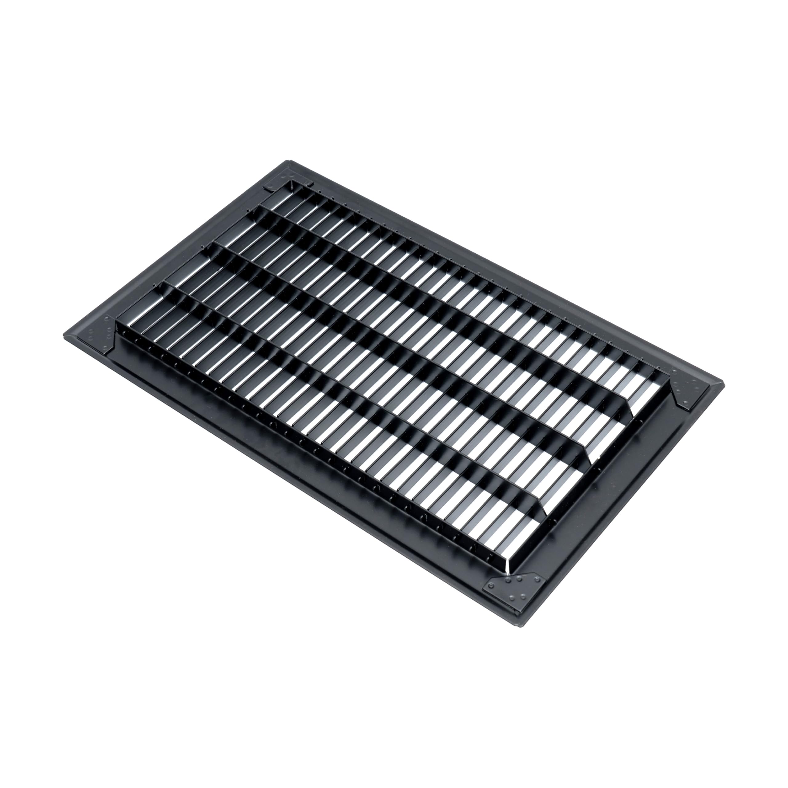 Passend für 15,2 x 61 cm und 61 x 15,2 cm große Kanalöffnung | Rückluft-Bodengitter von Handua | begehbare Lüftungsgitter für Boden | schwarz | robuste feste Klingen | Außenmaße: 19 cm B x 65 cm H