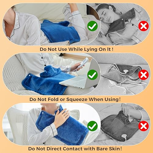 Miniatura 7 de Almohadillas térmicas para cuello, hombros y espalda, almohadilla térmica eléctrica con peso para aliviar el dolor más profundo, 6 ajustes de calor,