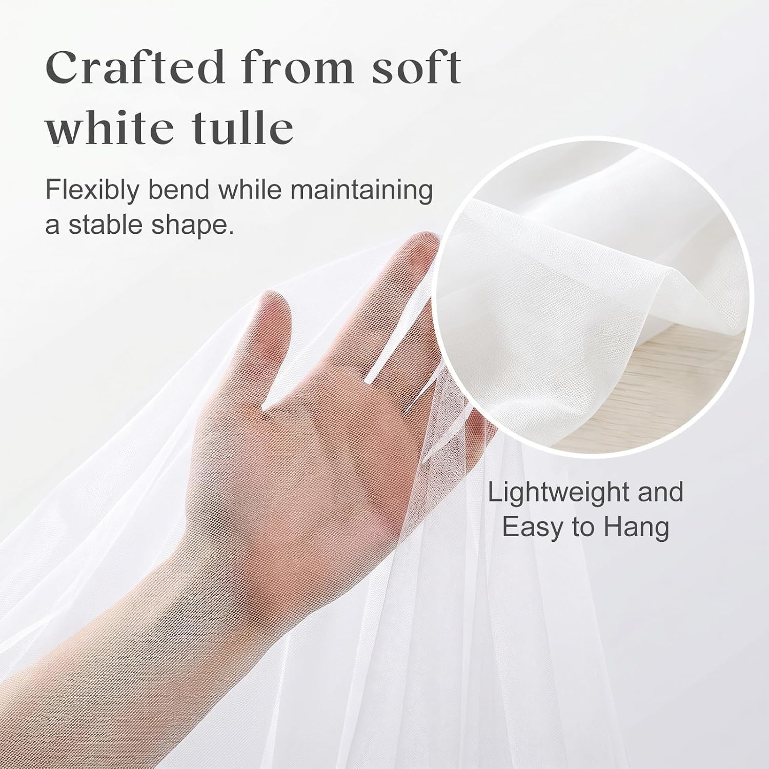 HoldOneLight 3MX1.6M Article 6 Rideaux de fond en tulle blanc transparent pour fêtes et mariages - Rideaux infroissables comme arrière-plan pour fête, cérémonie, décoration de scène