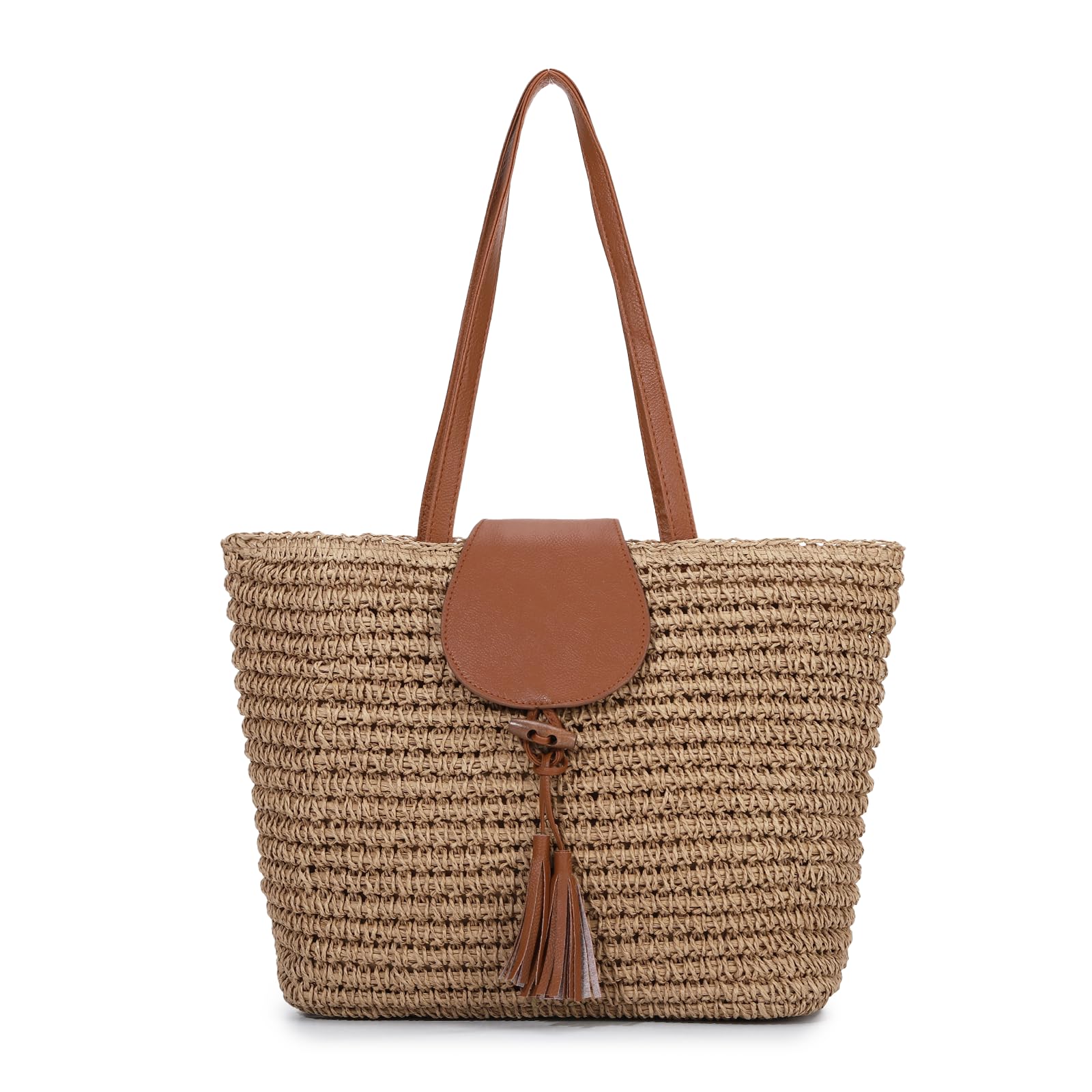 Sac Fourre-tout en Paille pour Femme Sac à Main Tendance pour La Plage Sac à Bandoulière Tissé Tendance pour Les Vacances