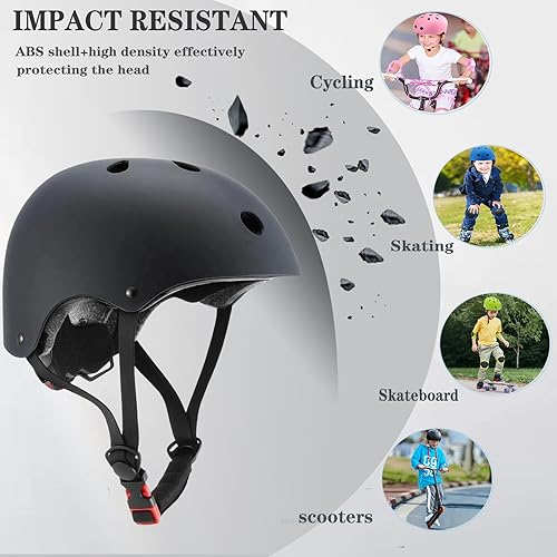 Miniatura 3 de Casco para niños, cascos de patineta para niños pequeños de 2 a 14 años, niños y niñas, con rodilleras y coderas, muñequeras, para patines