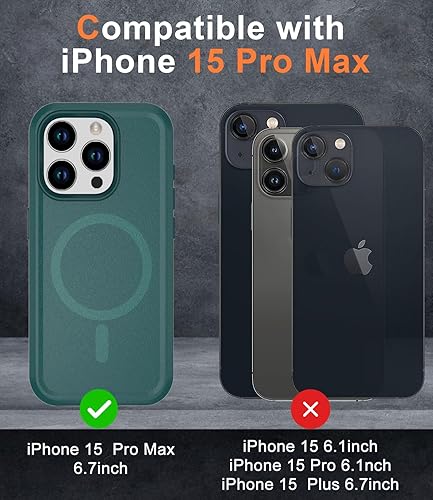 Miniatura 7 de Funda magnética para iPhone 15 Pro Max, compatible con MagSafe, grado militar de 10 pies, anticaídas, con protector de pantalla de vidrio templado,