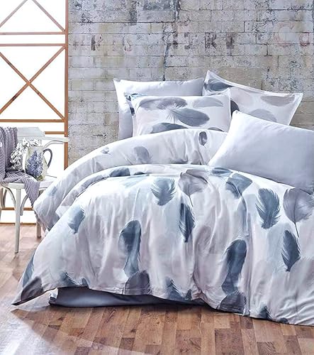 Bahar Tekstil 100 Cotton Quilt Cover Bedding Set Tuy Gray Cotton Duvet Cover Set of 3 Lightweight Comforter Cover with Two Zippered Pillow Cases Twin
