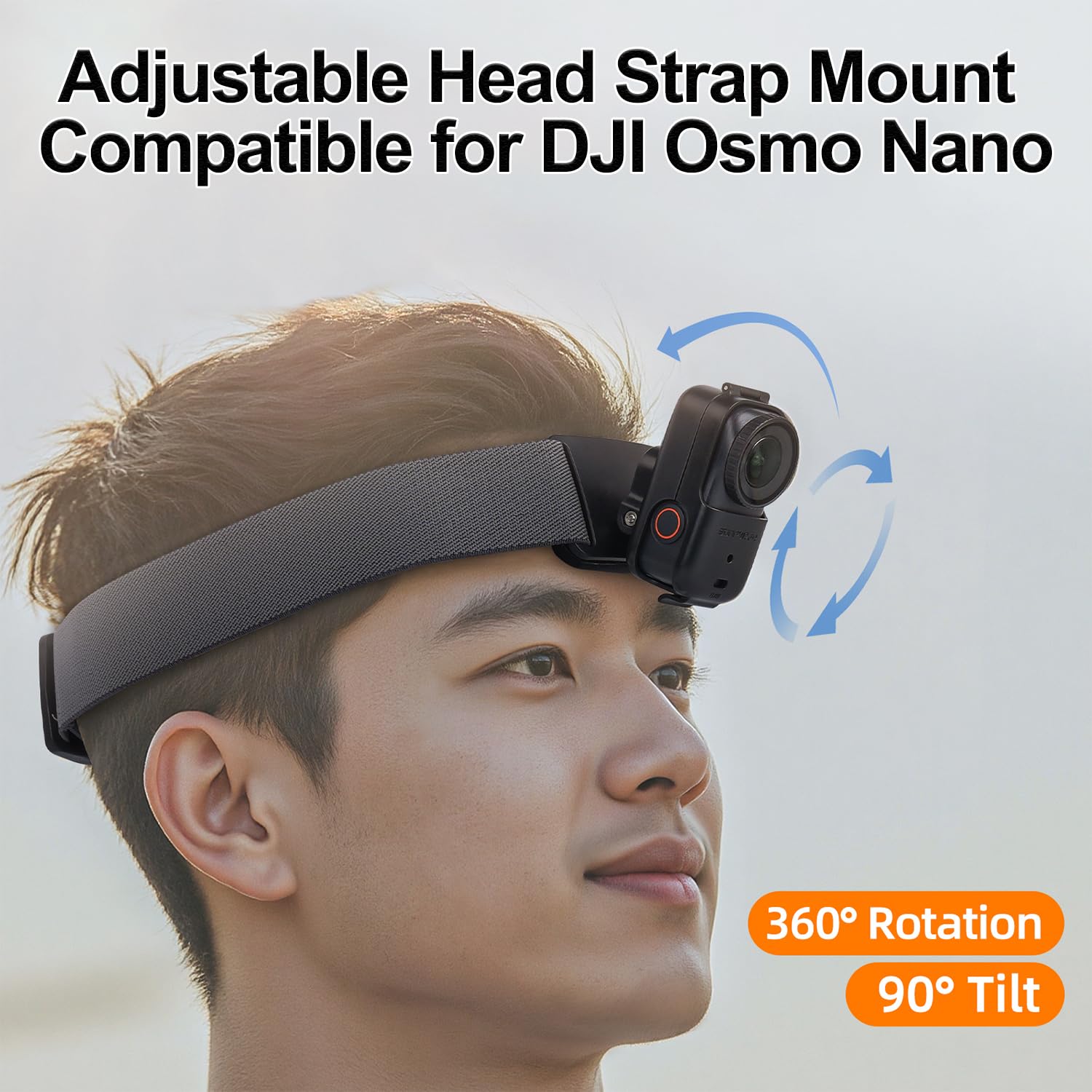 Osmo Nano Bandeau Support, Amovible Vertical/Horizontal Sangle Rotative Réglable Maintien élastique pour Mains Libres POV Enregistrement