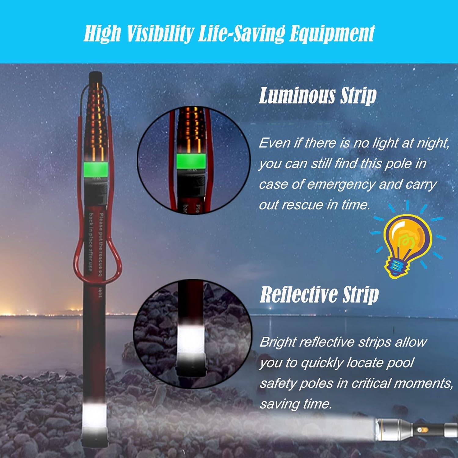 Lifesaving Pole Retractable Swimming Pool Safety Pole, 4.5M 5.5M 6.5M Pool Rescue Pole, Emergency Life-Saving Equipment for Helping Struggling, Drowning Swimmers (Size : H 450cm)