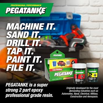 PEGATANKE - Black 2 Part Epoxy Resin & Cold Weld Adhesive | High Strength Liquid Metal Glue for Fuel Tanks & General Repair | High Temperature Epoxy for Cold Welding Waterproof Bonds (1.48 oz)