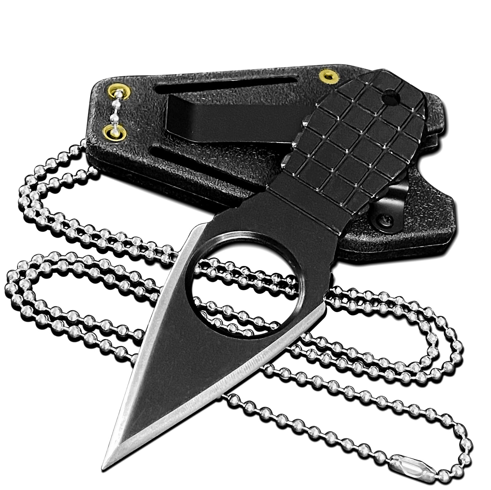 LIUGEYI Neck Knife with Sheath Camping Fixed-Blade Knives Full Tang Knife EDC Knife for Men, Black