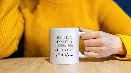 Miniatura 3 de DOTAIN Funny Call Home Your Mom Have Fun Don't Do S SGo to Class Taza de café de cerámica de 11 onzas para dormitorio universitario, impresión de