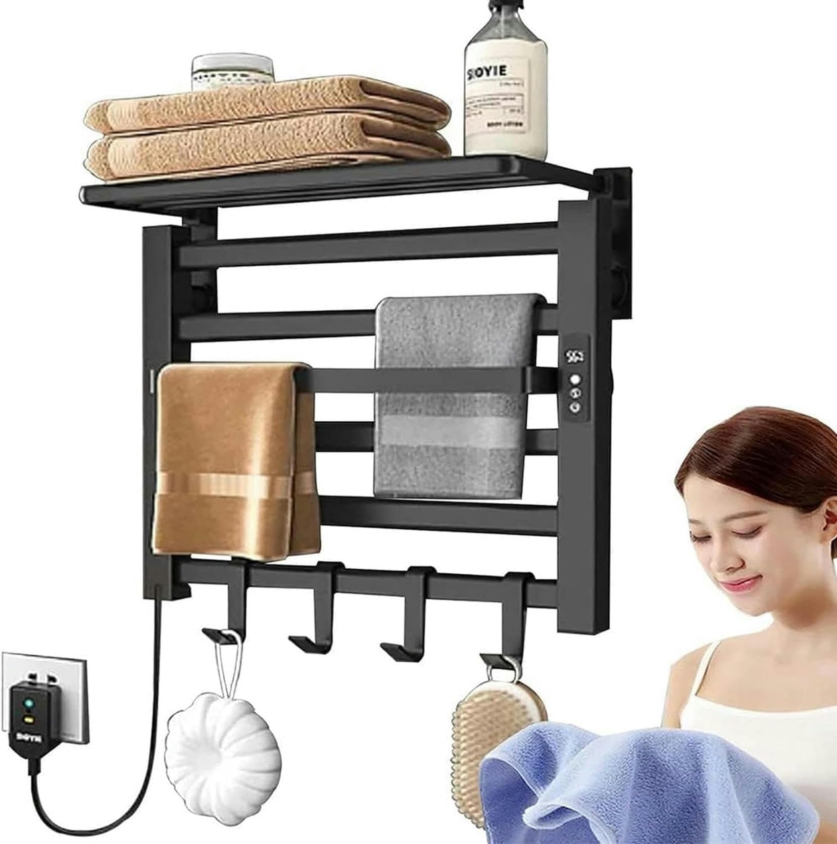 Toallero de pared con calefacción de 6 barras para secar ropa húmeda rápido
