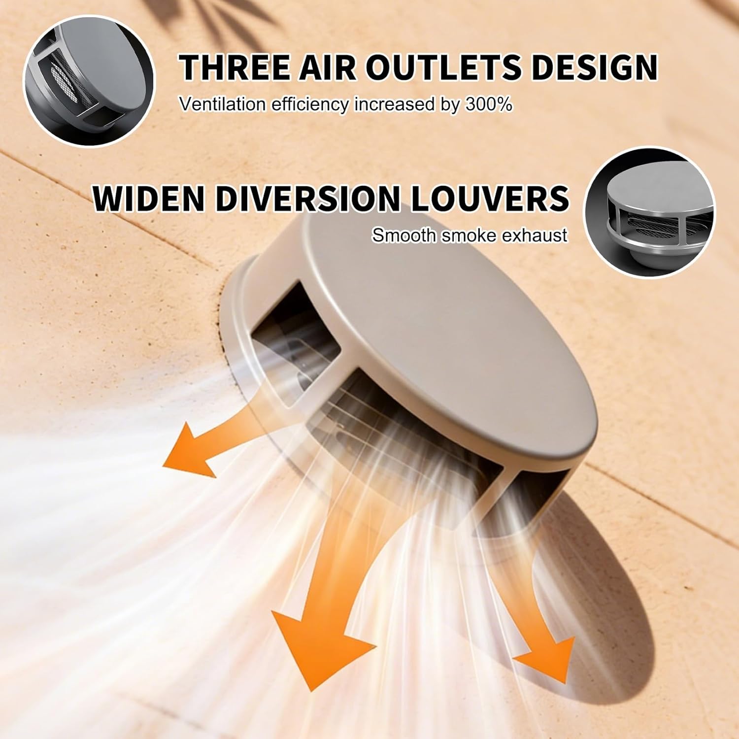 304 Stainless Steel Louver Grille Cover with Built-in Fine Mesh, Exterior Round Vent Cover for House Ventilation, 3~8 Inch Soffit Vents for Bathroom Kitchen Garage Attic