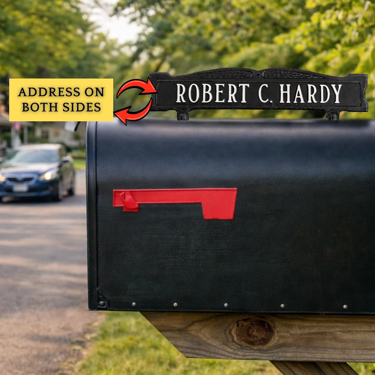 Mailbox Address Sign, Two Sided Mailbox sign, Solid Metal Address Sign, House Numbers,1-Line Mailbox Sign Cast Aluminum - CMS-1