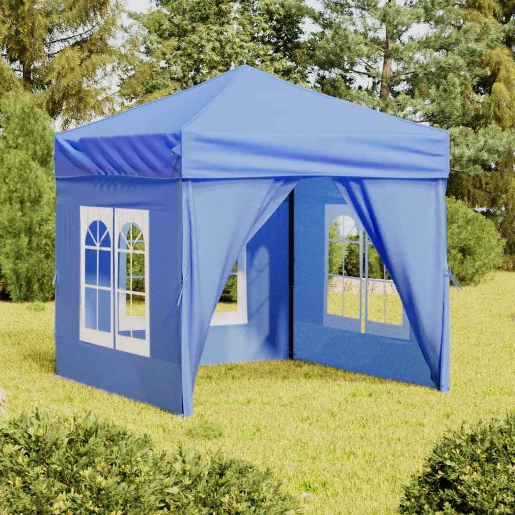 vidaXL Tente de réception Pliable avec parois Bleu 2x2 m