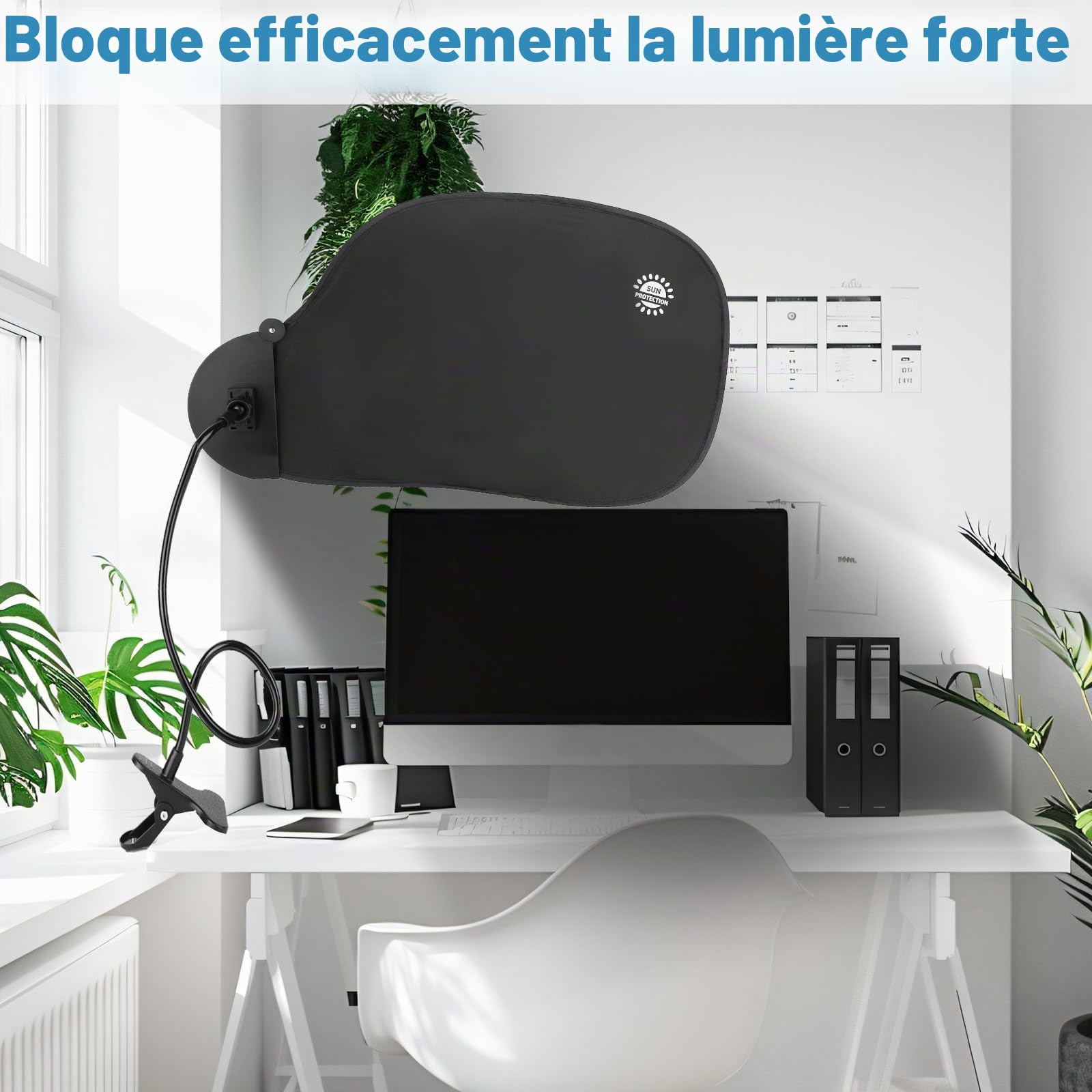 Tinoaly Pare-Soleil de Bureau Réglable, pour Bloquer la Lumière Rectangulaire pour Protéger l'Intimité Réduit l'Éblouissement Fournitures de Bureau Essentielles et Confortables
