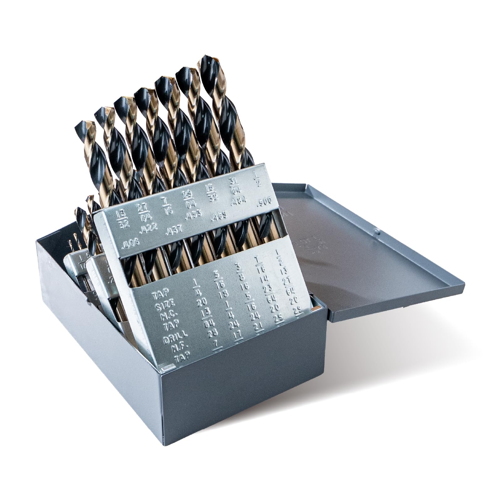 Handree Lot de 29 forets hélicoïdaux W4 en acier rapide, 3 tiges plates avec revêtement noir et doré, longueur de travail à pointe fendue à 135°, usage général pour métal/bois/plastique bricolage et