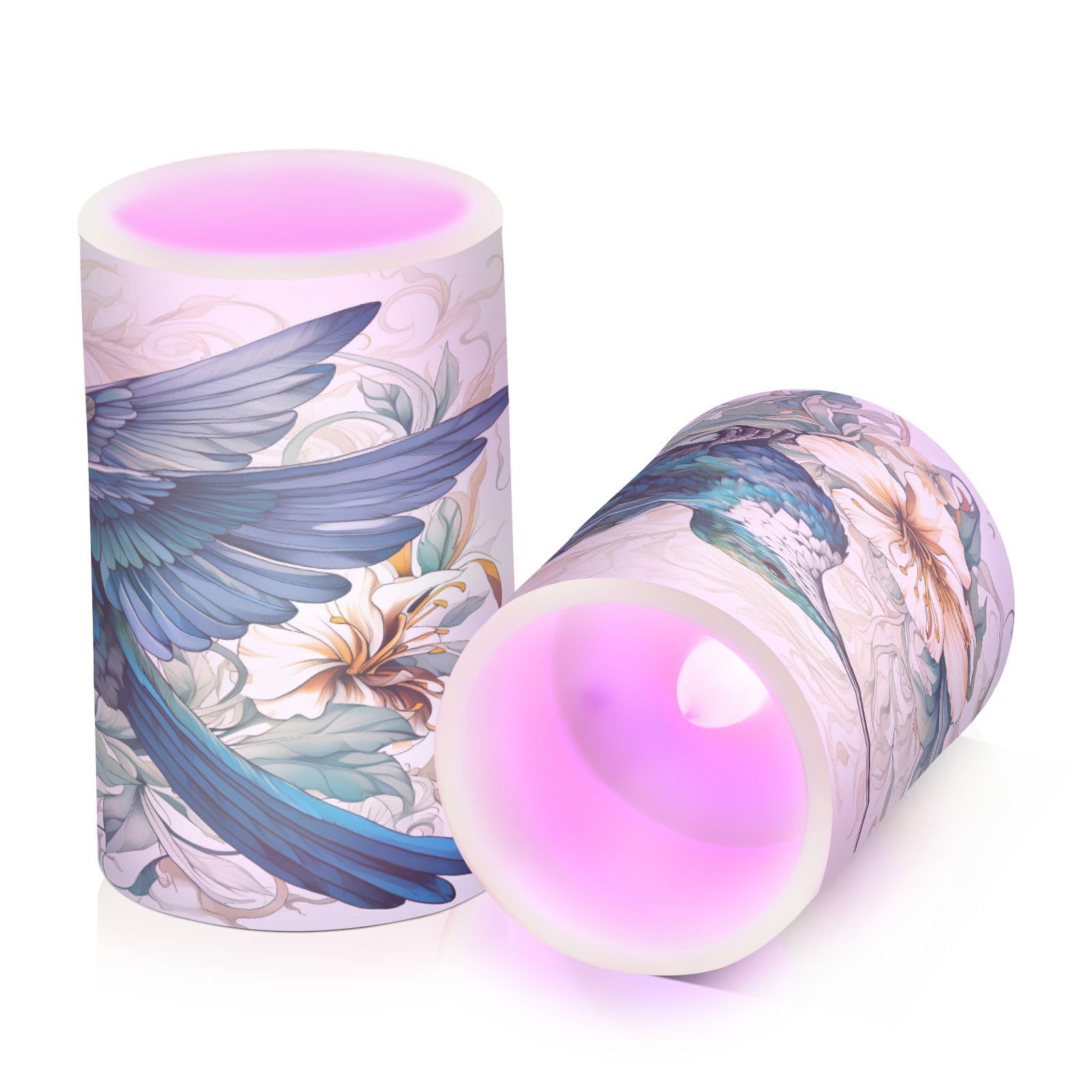 ALAZA Hummingbird (5) Flickering Flameless Candles Battery Operated with Remote Timer,Tea Light Candles LED Pillar Votive Candles set of 2 for Outdoor Indoor Decorations
