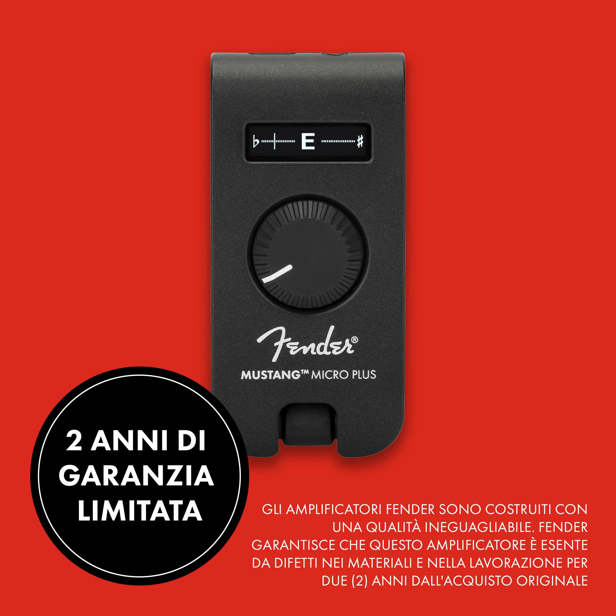 Fender Mustang Micro Plus Amplificatore per Chitarra, 25 modelli, 25 Effetti, Bluetooth, 100 preset, Ricaricabile USB