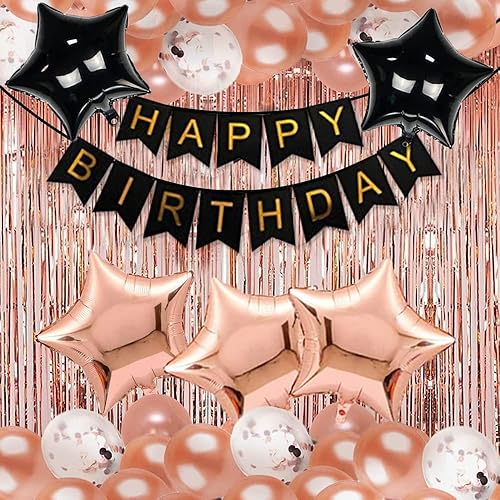 Party Propz Decoraciones de cumpleaños de goma con globos de confeti, globos de papel de aluminio, cortina de aluminio de 1, 1, 18, 21, 25, 50, 60,