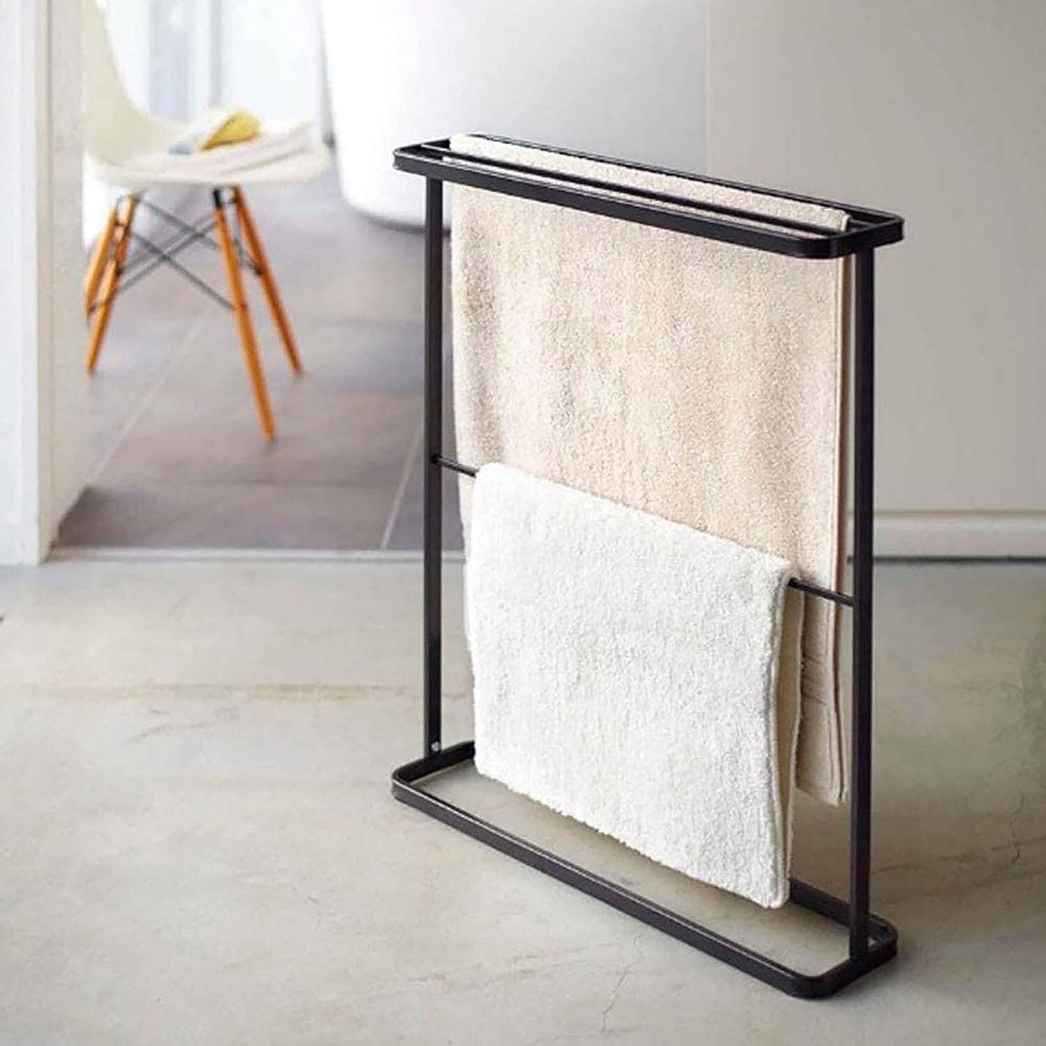 Toallero de pie, diseño que ahorra espacio, estructura compacta de 5 polos, adecuado para baño y cocina, portátil y ligero para mover
