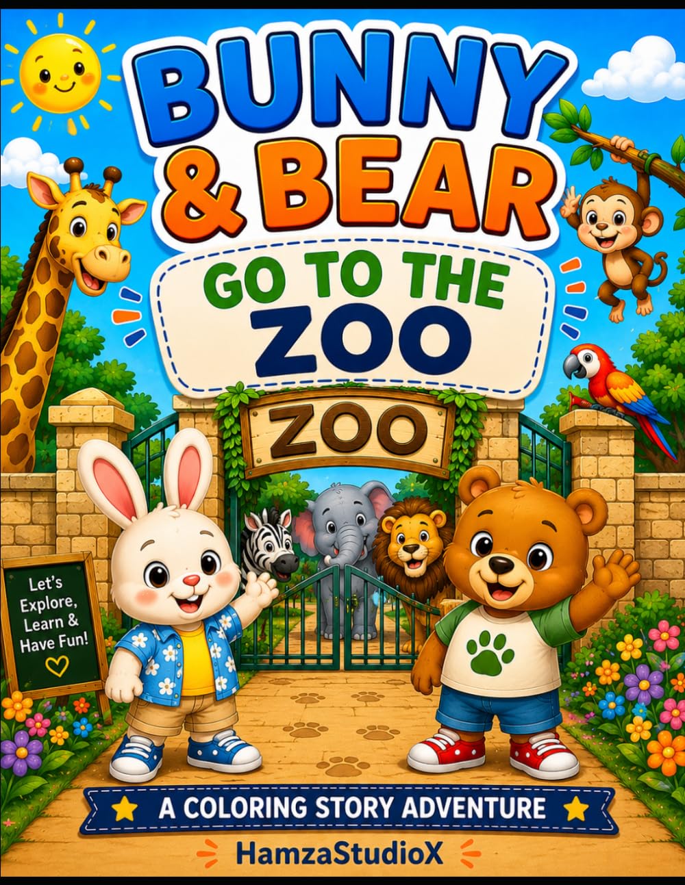 Bunny & Bear Go To The Zoo: A Fun Coloring Story About Zoo Animals, Friendship, and Adventure (Bunny & Bear Adventures)