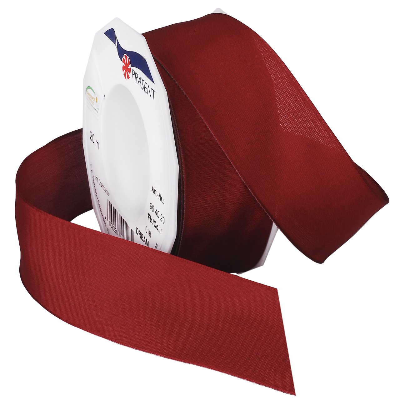C.E. Pattberg DREAM Ribbon With Wired Edges, Mars Red, 20 m Gifts Band for Colourful Presents 40 mm Width