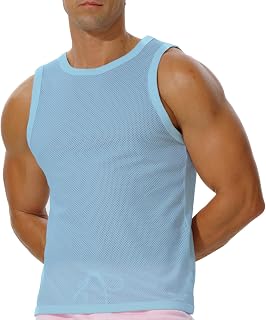 Men's Mesh Workout Tank Top Fitted Sleeveless Shirt for Casual Gym Muscle Training