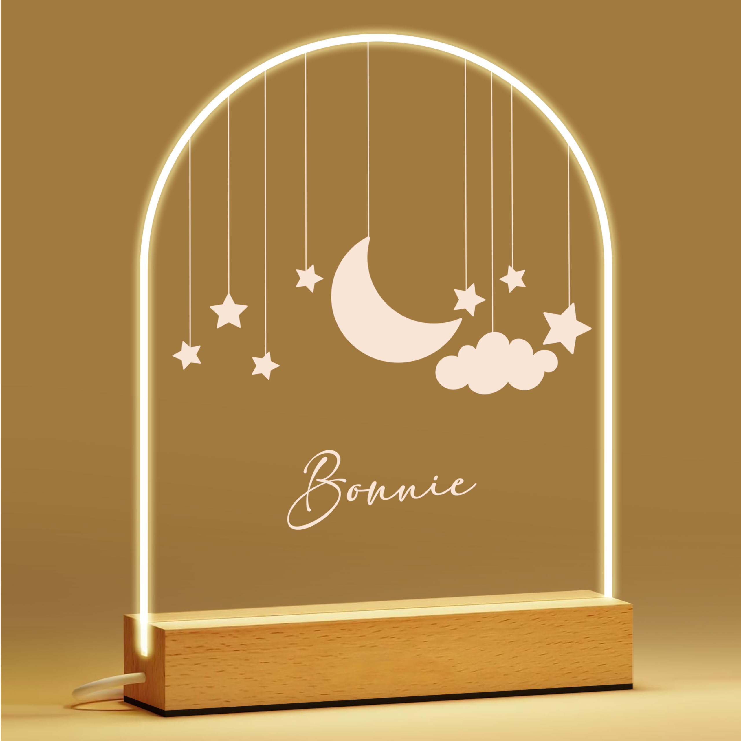 Personalized Baby Gifts, Personalized Night Light for Kids, Star and Moon Night Light, Custom LED Name Light for Girls Boys, Childrens Lights for Bedroom, Nursery Decor