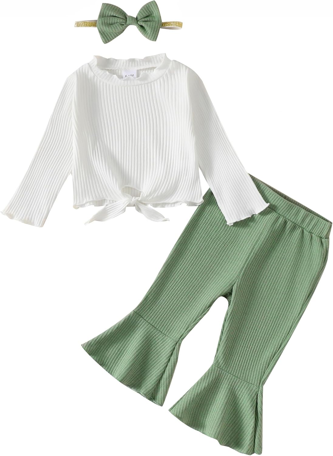 Kucnuzki Baby Girl Clothes Toddler Clothes Long Sleeve Plain Shirts Top Bell Bottoms Flare Pants Infant Girl Fall Outfit