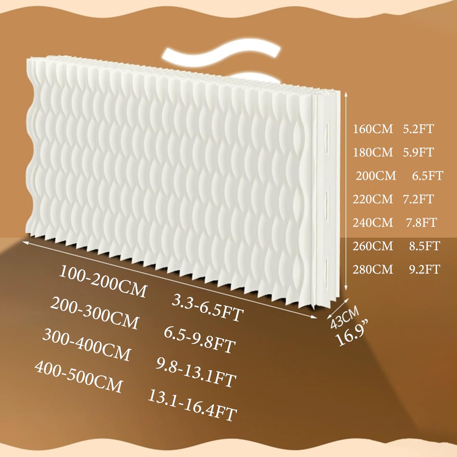 Biombo Divisor de Habitación Retractable Room Divider Paper, Office Living Room Privacy Partition Wall, Wedding Home Decoration Screen(4x2.4m/13.1x7.8FT)